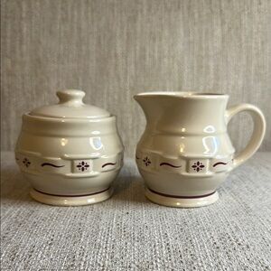 Longaberger Woven Traditions Sugar & Creamer Set – Heritage Red